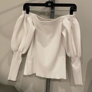 Club Monaco Knit white off shoulder balloon sleeve top!